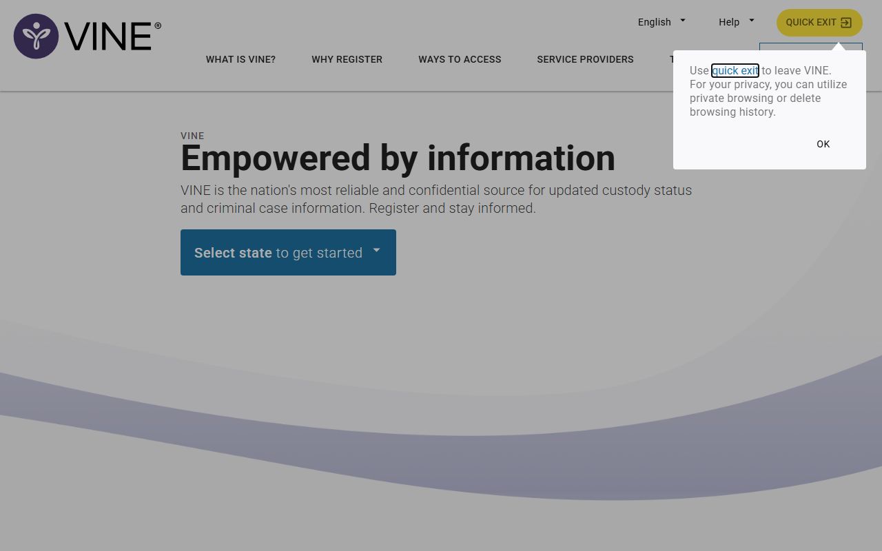 VINELink victim notification portal for Arizona inmates