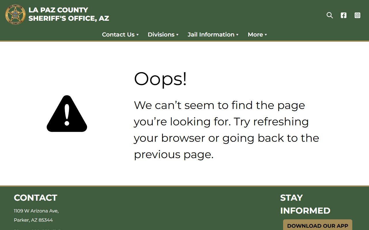 La Paz County jail inmate list PDF download page